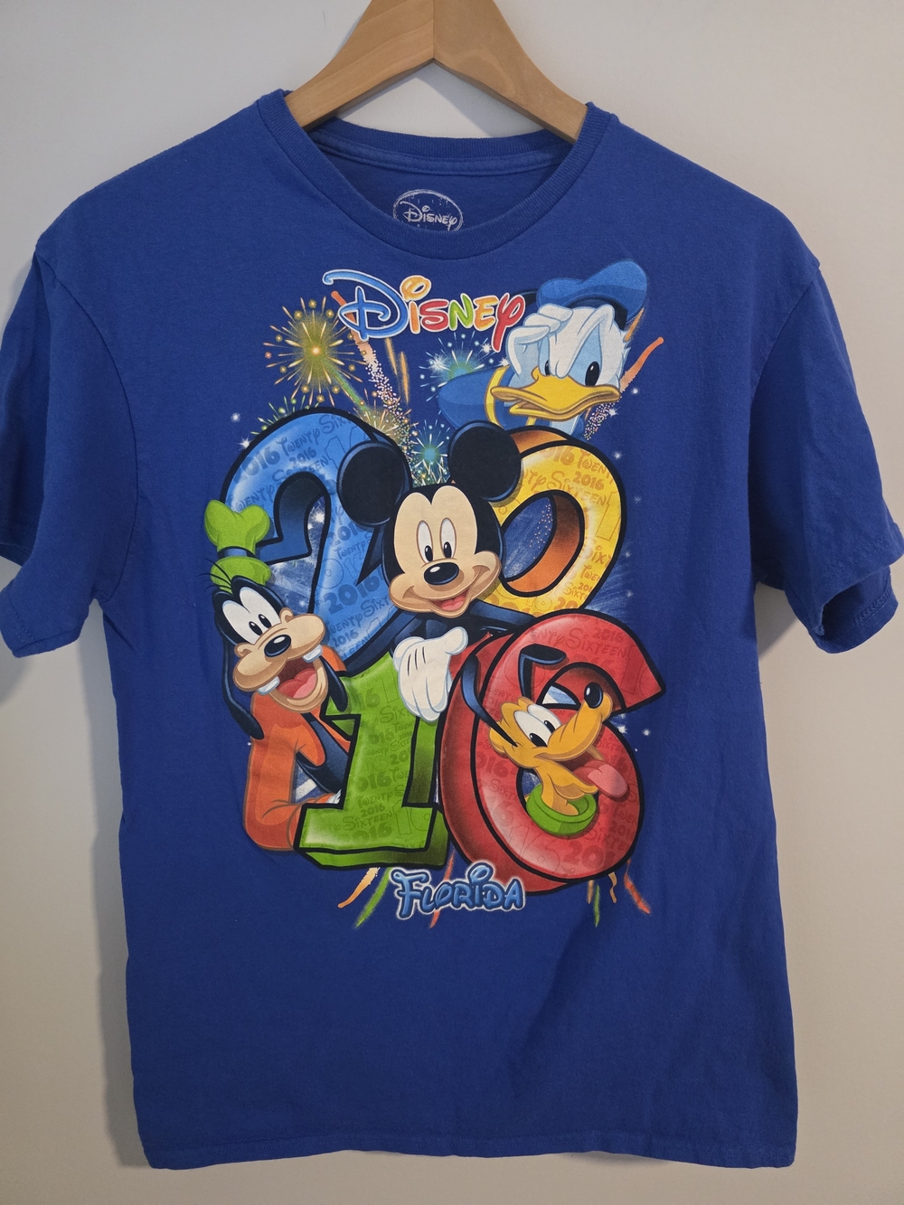 Disney 2016 Florida Mickey Mouse Graphic T-Shirt Blue Size M Unisex Theme Park